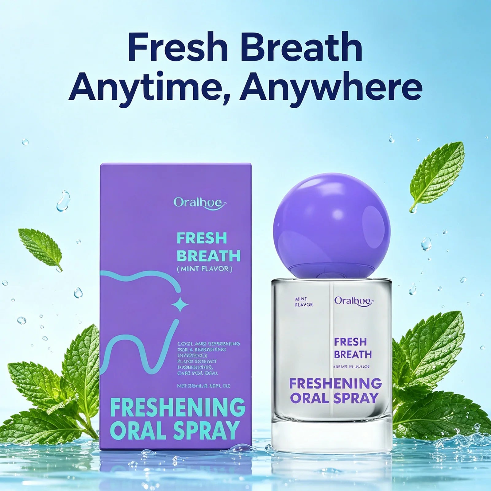 Oralhoe Oral Spray Mint Flavor Long Lasting Refreshing Boost Confidence Oral Care Products Portable Reduce Bad Breath Spray 20ml Qme