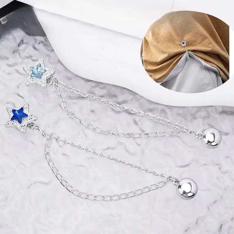 2pcs Multi-Function Magnetic Clothing Clip With Chain Metal Buttons Clip Clothes Scarf Trouser Legs Cuff Fixing Magnet Pin Qme