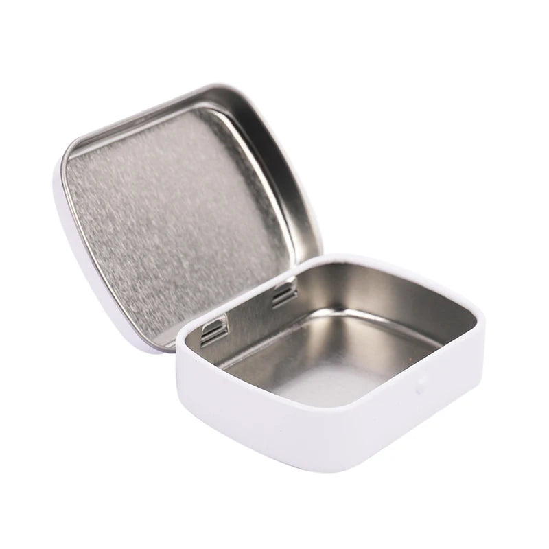 Survival Small Empty Metal Silver Black Flip Storage Box Case Key Qme White