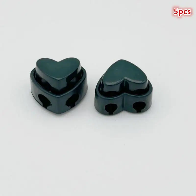 5pcs Colorful Garment Stoppers Heart-Shaped Plastic Cord Locks Double Hole Spring Toggle Anti-slip Stoppers Garment Accessories Qme Dark green