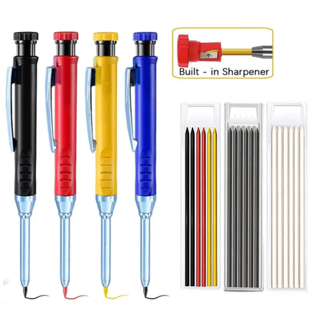 Carpenter Mechanical Pencil 2.8mm with Sharpener & Refills,for Woodworking Construction Long Head Carpenter Pencil Stationery Qme