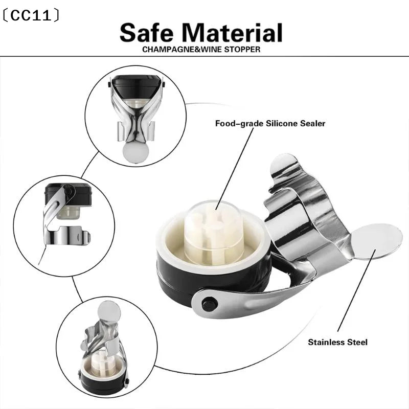 Wine Bottle Stoppers Stainless Steel Press Mode Champagne Stopper Bar Qme
