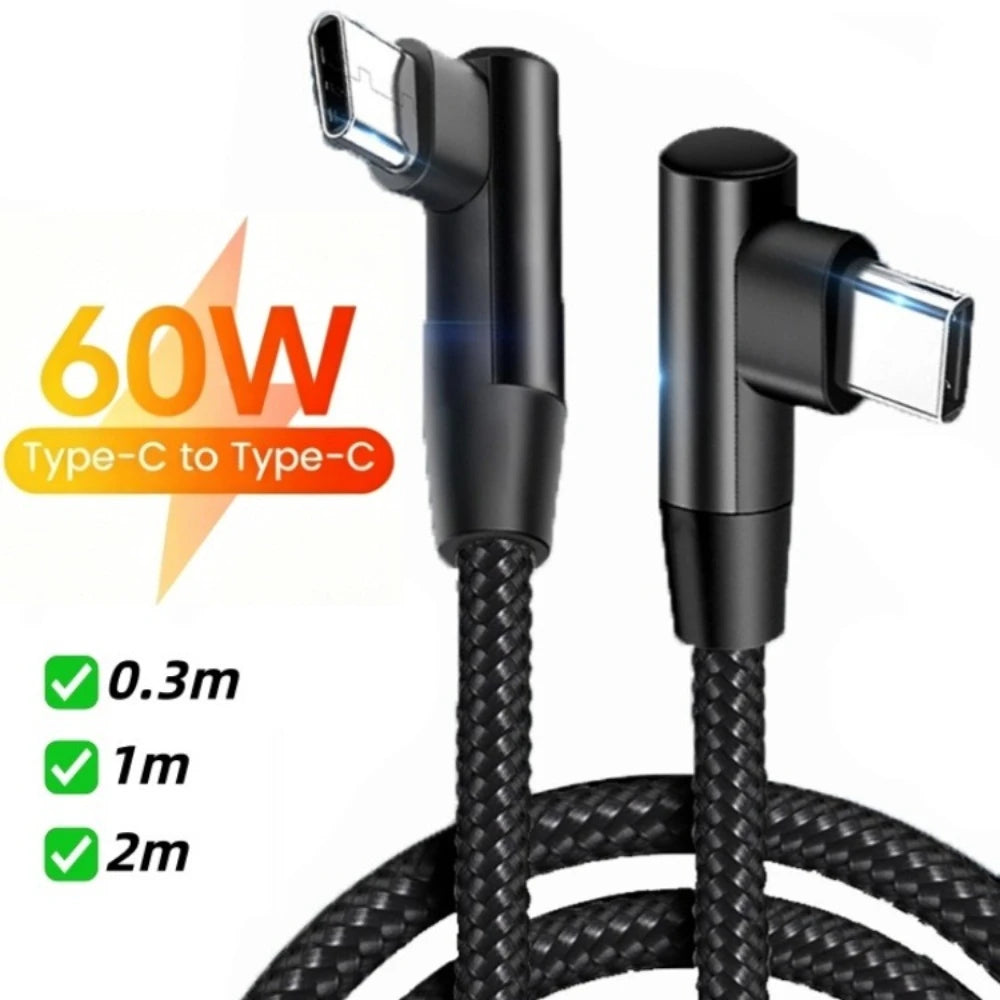 120W Double Elbow PD USB C to Type C Fast Charger Cable for Huawei Xiaomi Pad Redmi Samsung Galaxy OnePlus Single elbow PD Cable Qme