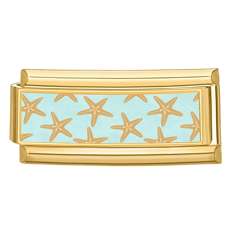 New Vintage Golden Charm Leopard Pattern Star Cat Starfish Shell Italian Charm Links Fit 9MM Stainless Steel Bracelet DIY Making Qme Style 17