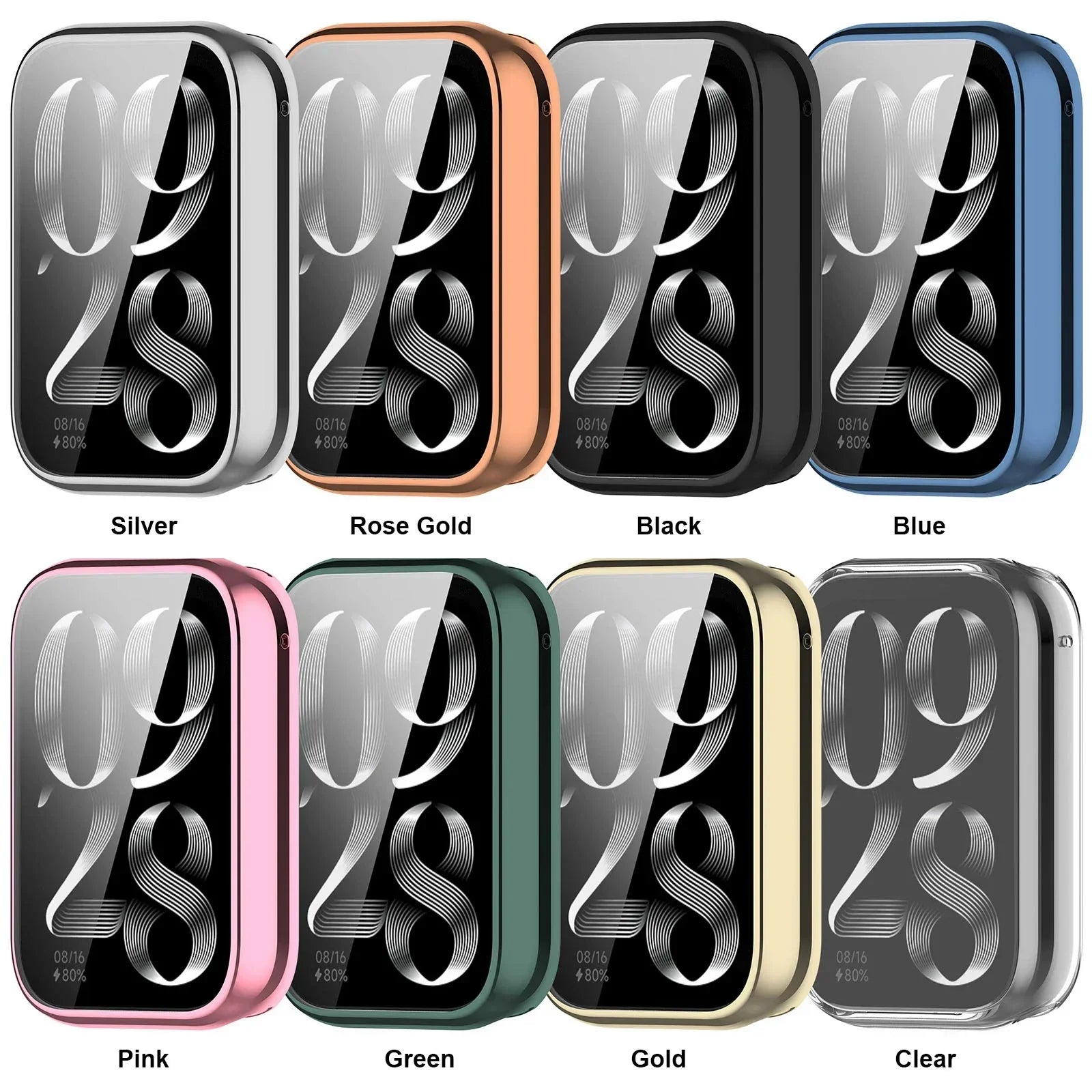 Plating TPU Case for Xiaomi Band 8 Pro 7 Pro Smart Band Full Cover Tempered Glass Screen Protector for Xiaomi Band 8 Pro Case Qme