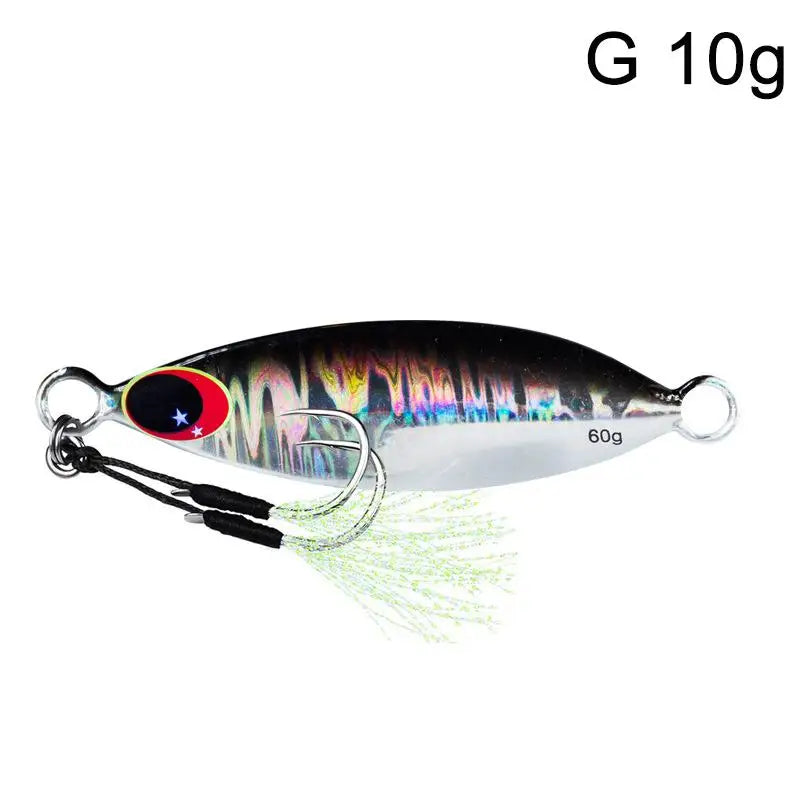 Metal Jig Spoon Lure Artificial Bait Shore Slow Jigging Hard Bass Qme G 10g