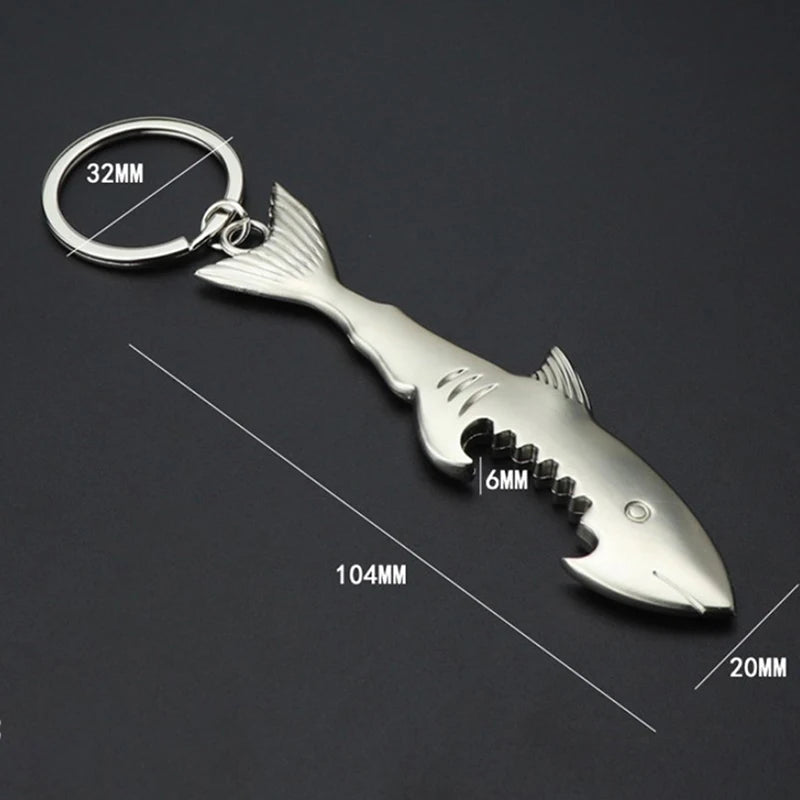 1Pc Shark Bottle Opener Keychain Shaped Zinc Alloy Beer Bottle Opener Women Men Key Ring Unique Creative Gift. Qme