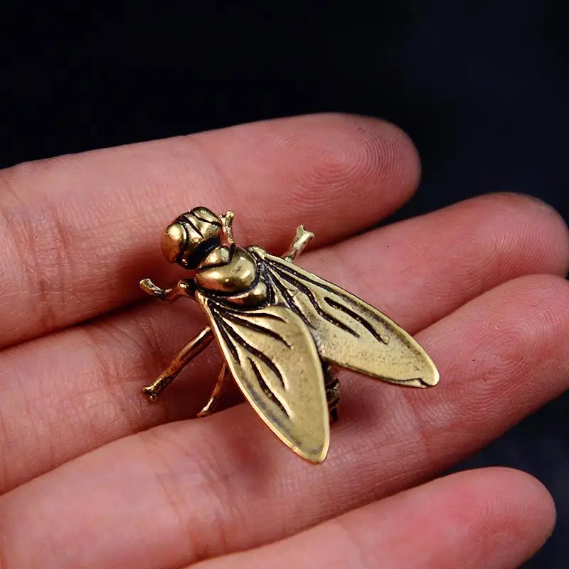 Miniature Statue Metal Insects Animal Figurine Mini Brass Fly Insect Qme