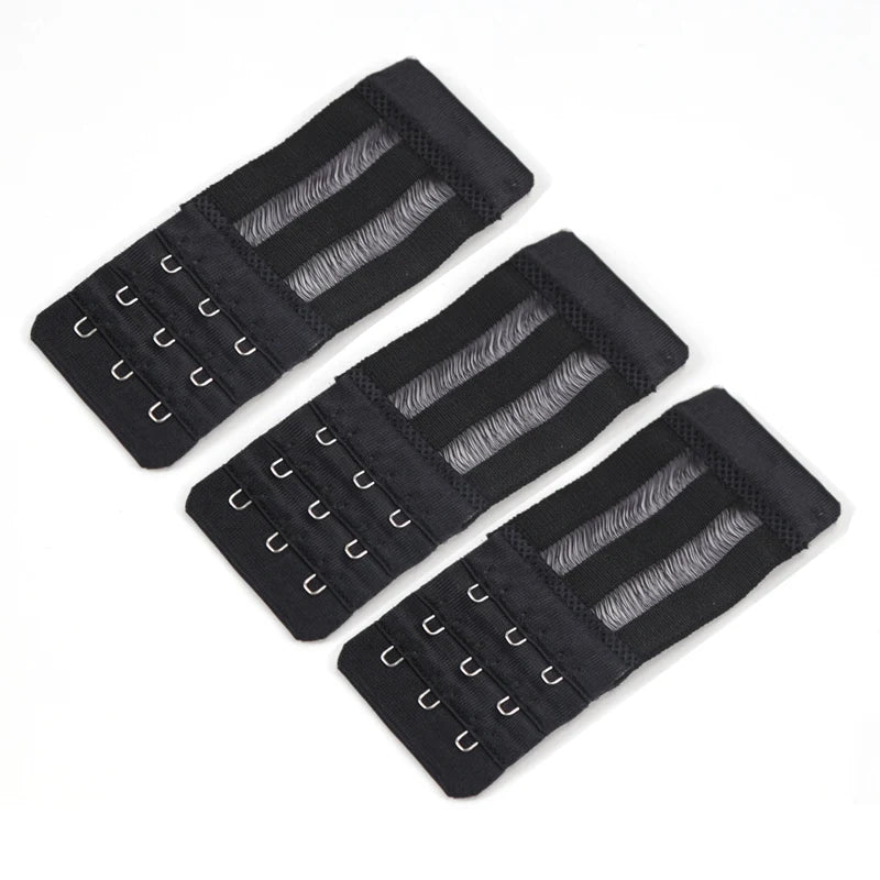 3 Hook Bra Women's Sexy Elastic Extension Strap Clip Expander Qme black one size
