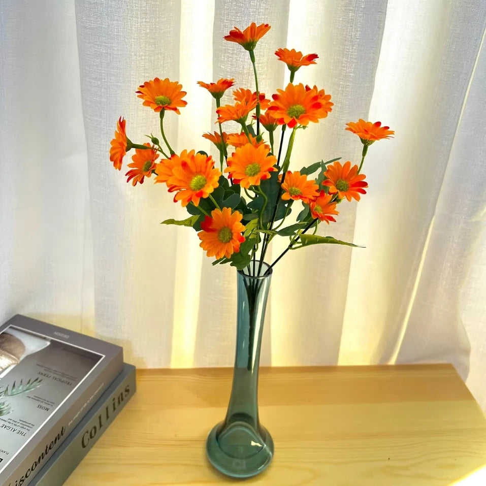 21 Heads Of Sunflowers Small Daisies Bouquets Of Chamomile Wedding Decoration Materials Home Decoration DIY Artificial Flowers Qme 1pc Orange
