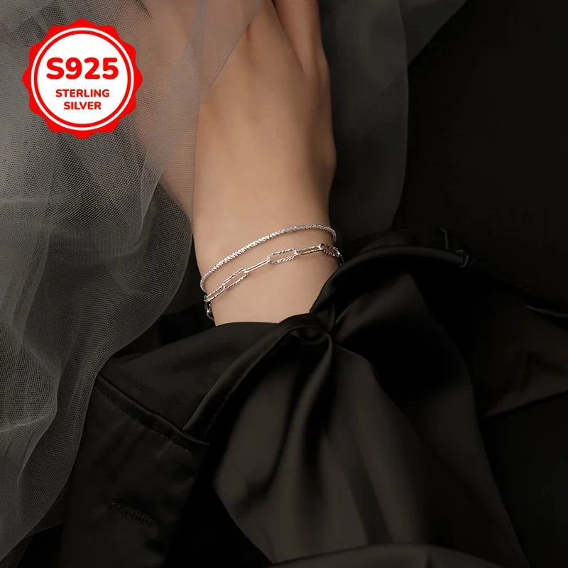 New Luxury 925 Sterling Silver Elegant chain Starry Sky Bracelet for Women Fashion Jewelry Wedding Valentine's Day Gifts Qme