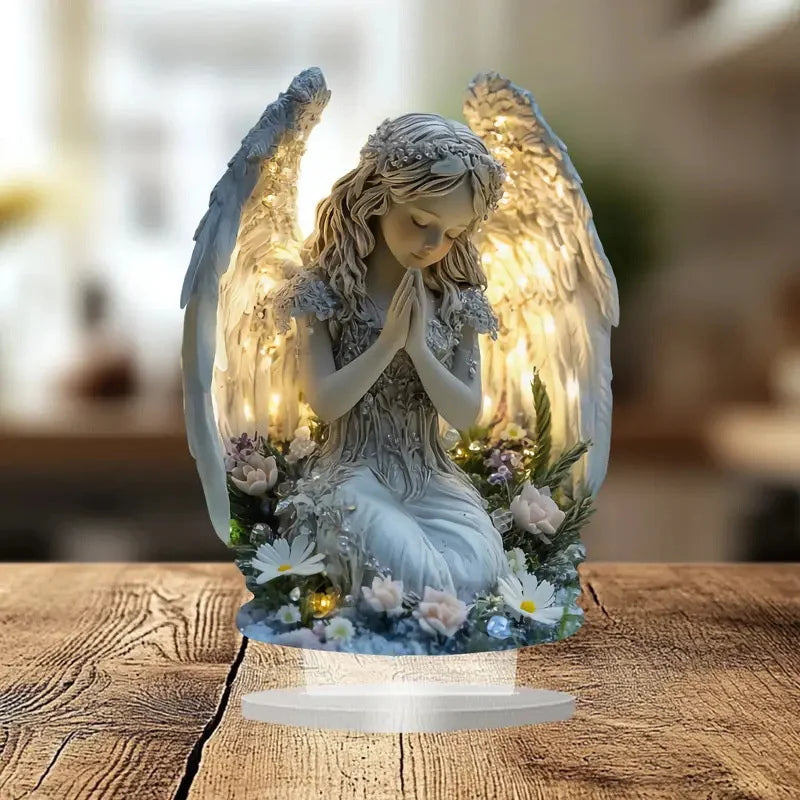 Radiant Praying Angel Statue Calming Warm Perfect Home Office Cafe Qme