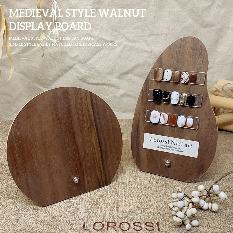 Ancient Nail Art Board Walnut Display Adornment Wear Polish Glue Card Qme