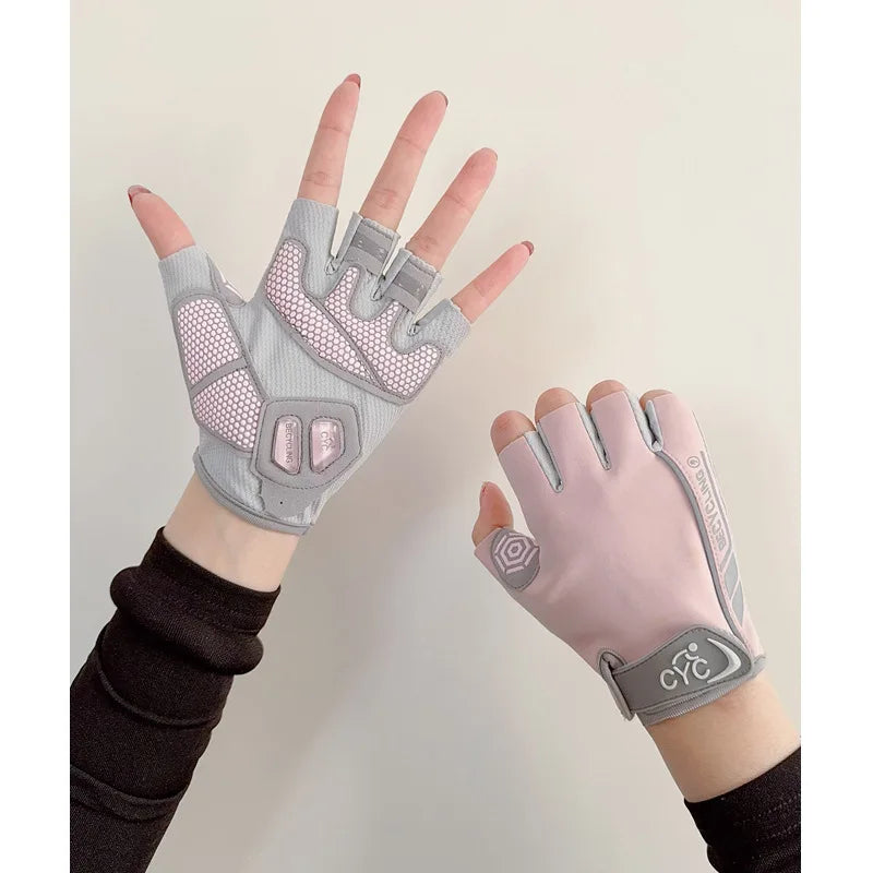 Women's Fitness Gloves Crossfit Barbell Workout Cycling Thin Qme pink XS（old）