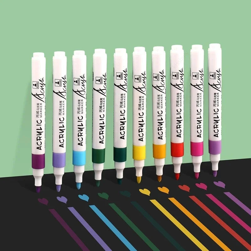 36/48/60 Colors Acrylic Paint Marker Pen Waterproof Drawing Graffiti Multicolor Markers Brush Pens Set DIY Crafts Painting Qme