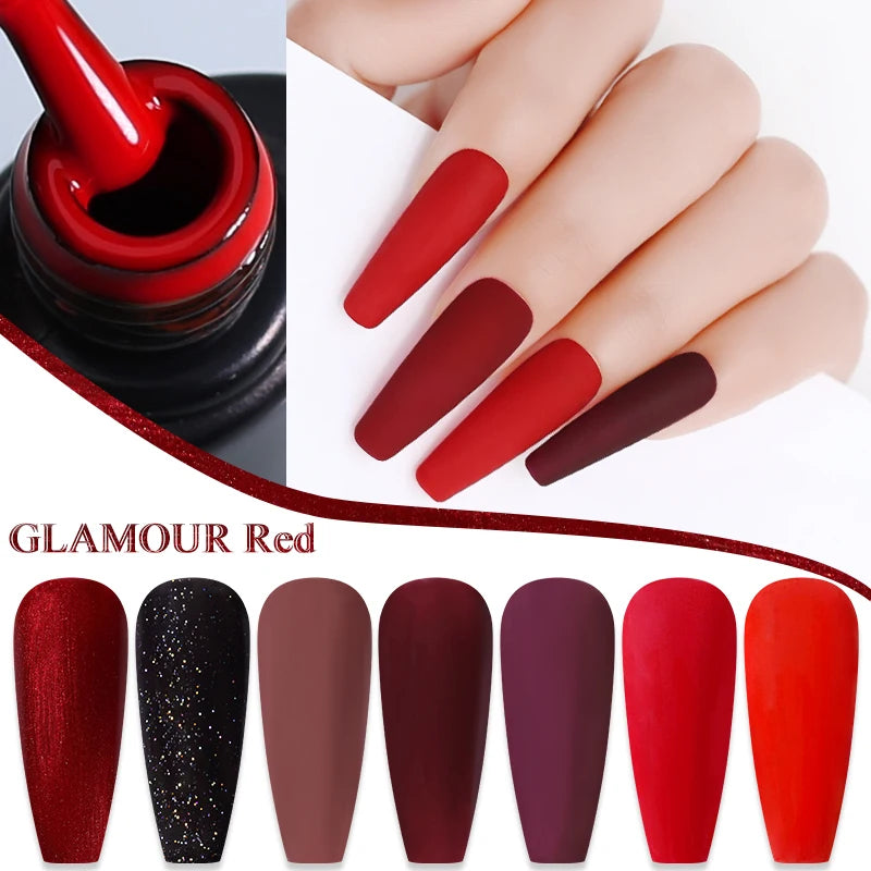 NAILCO Red Gel Nail Polish Wine Purple Semi Permanent Soak Off UV Qme