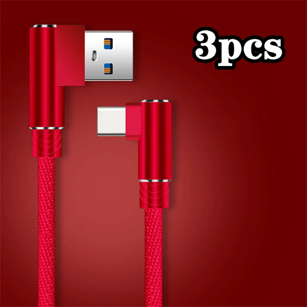 40W USB C Ports Fast Charge Cable Universal USB To Type C Data Cord 0.25M 1M 1.5M 2M PD Port Extension Nylon Braided Data Wire Qme 3pcs red 2m
