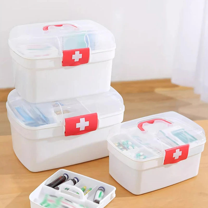 Medicine Storage Box Portable Large Capacity Family Hand First Aid Qme