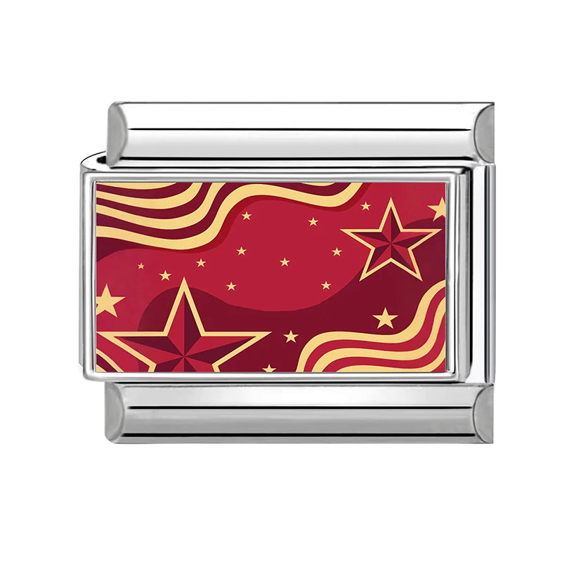 2026 Fashion Vietnamese Independence Day Series Italian Link Fit 9mm Stainless Steel Bracelet Making Bead Charm Jewelry DIY Gift Qme Style 2
