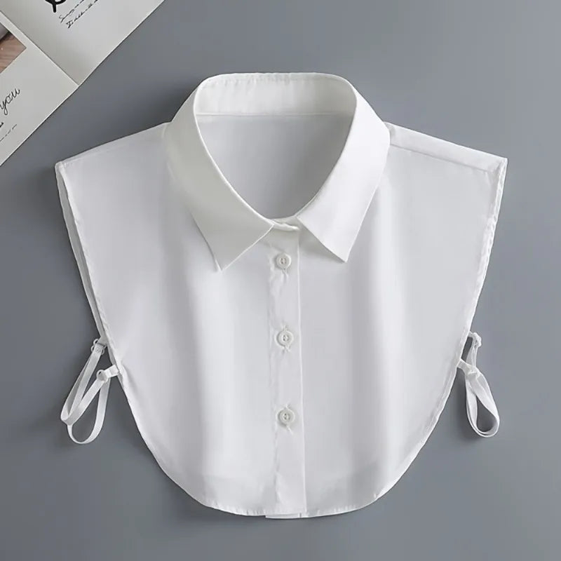 One Fake Shirt Collar Elegant Detachable Button-up Layered Outfit Qme