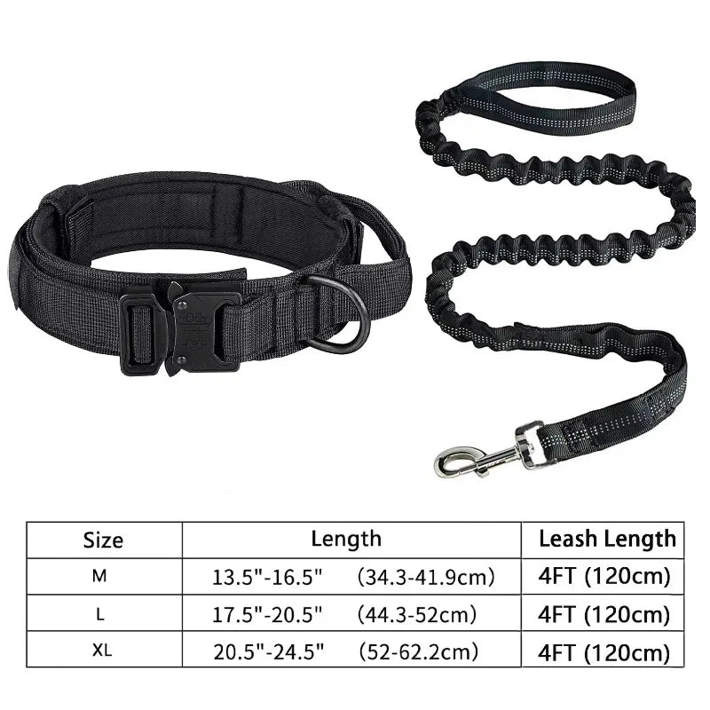 Tactics Dog Collar Control Handle Adjustable Training Nylon Heavy Qme