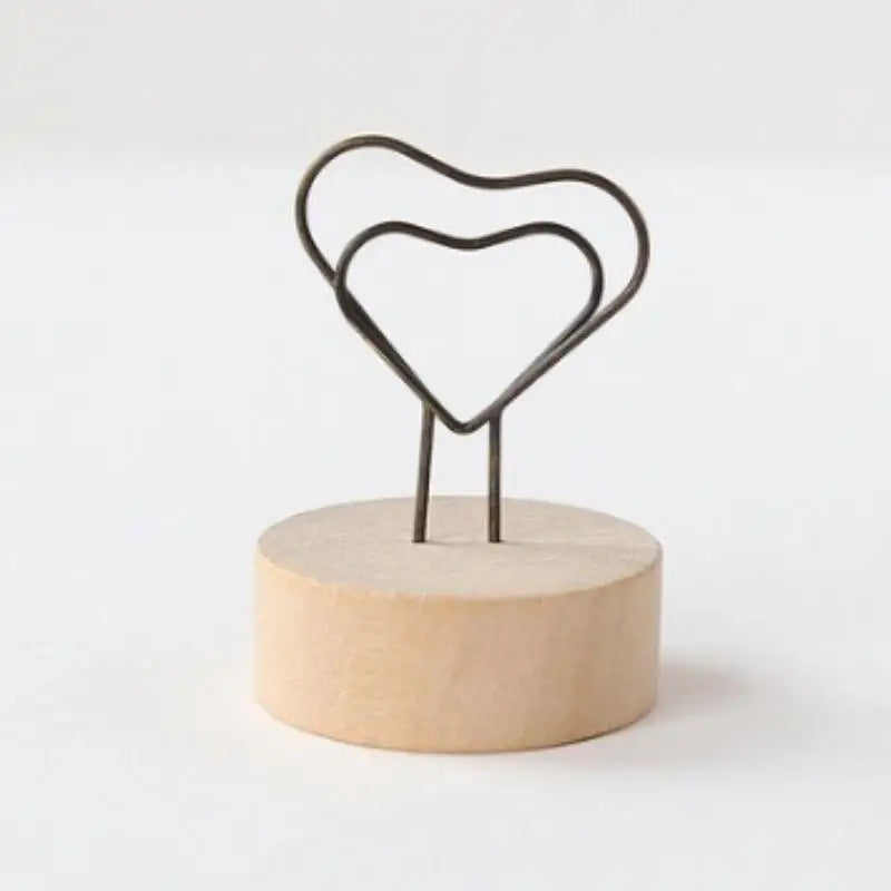 Mini Wooden Base Metal Photo Holders Creative Design Decor Photos Qme M