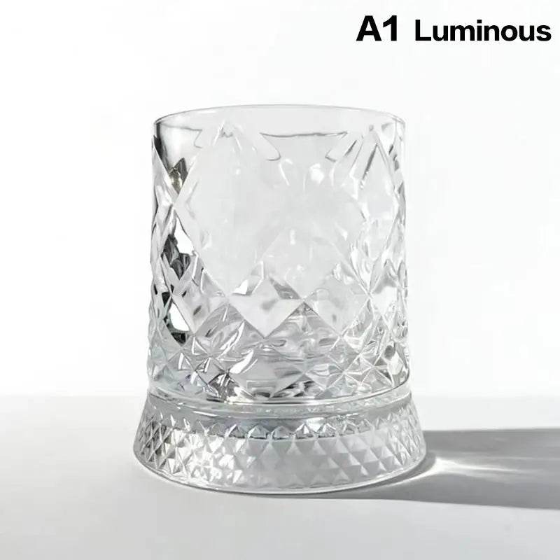 Vintage Glass 360 Rotating Cup Base Creative Glowing Rotation Light Qme A1