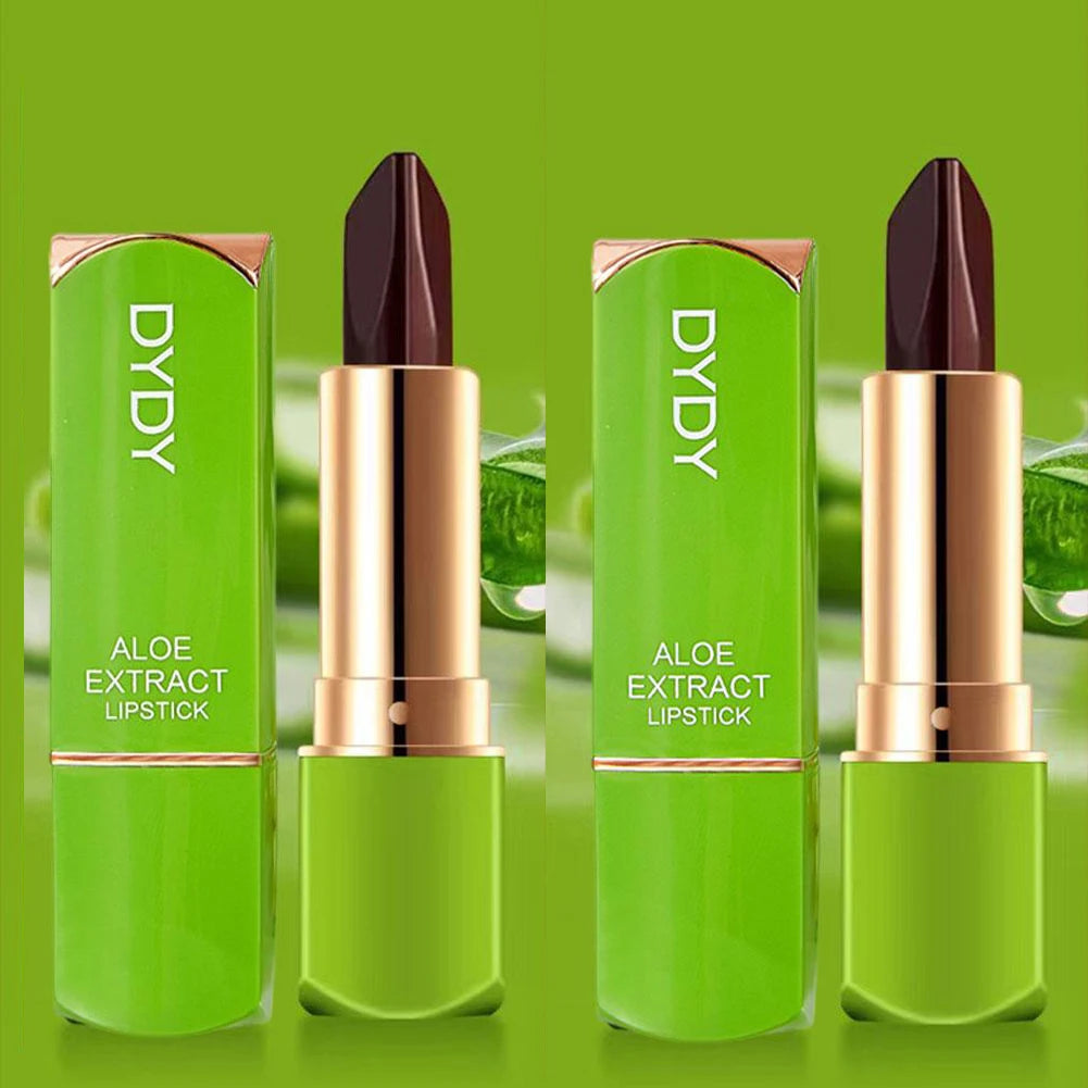 2PCS Aloe Vera Tricolor Color Changing Tint Lipstick Lasting Moisturizing Discolored Lip Gloss Aloe Vera Lip Balm Non-Stick Cup Qme 2PCS CN
