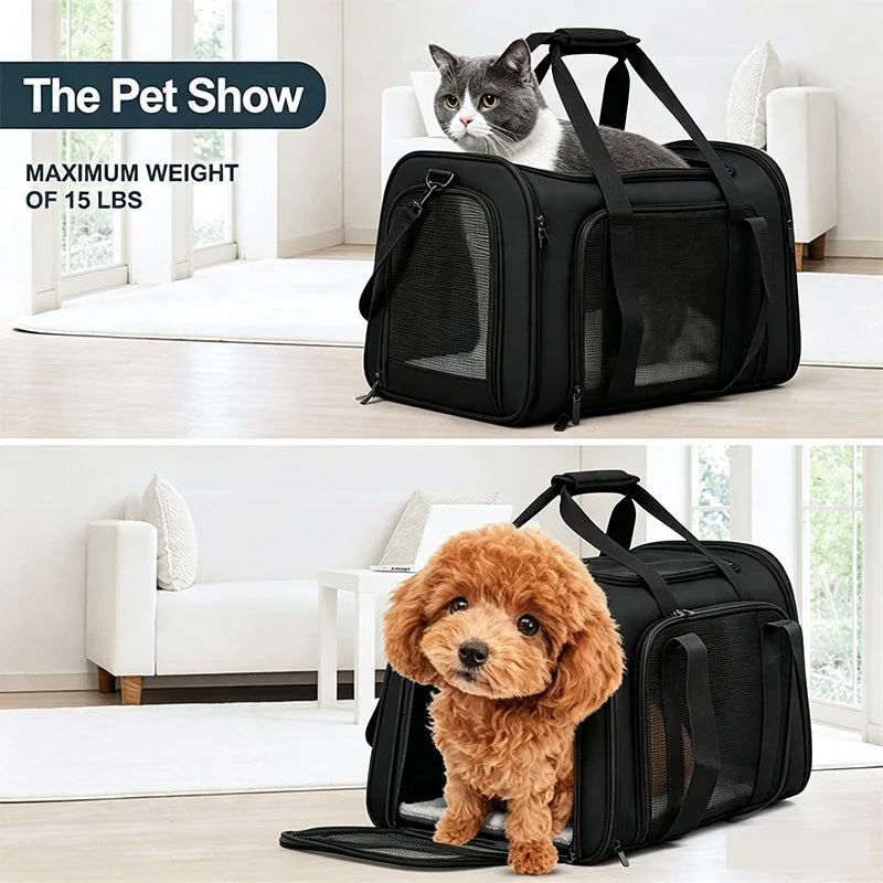 Foldable Breathable Oxford Pet Carrier Bag Portable Dog Cat Travel Transport Bag Safe Pet Car Seat Bag For Self-driving Tour Qme