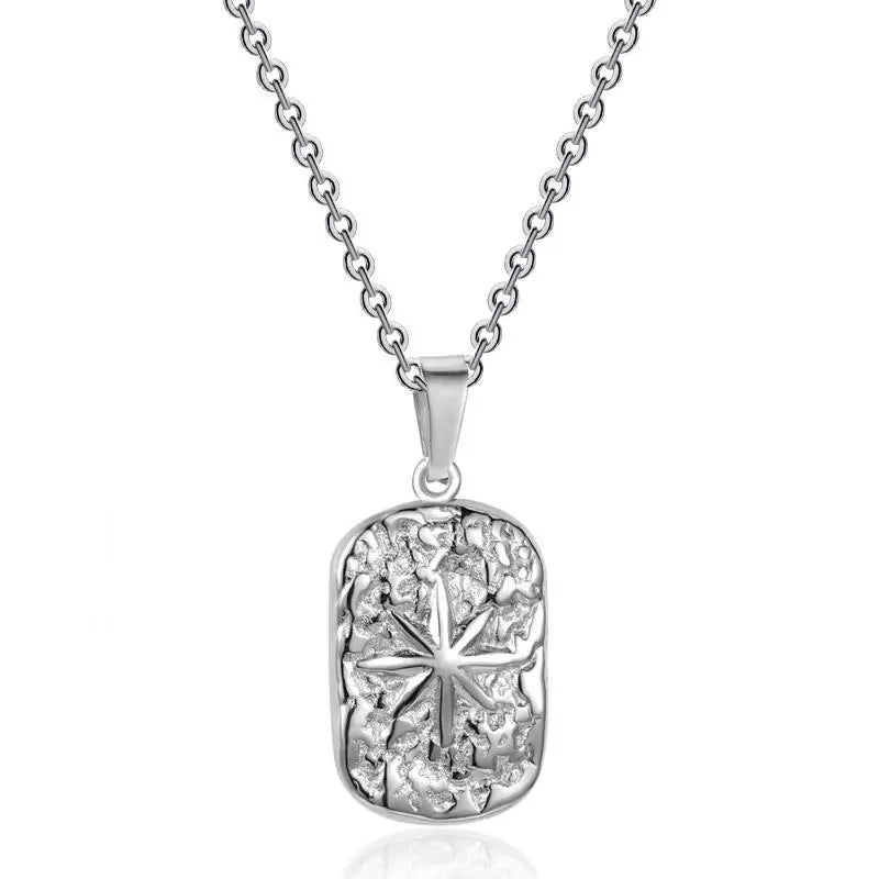 Unique Eight-pointed Star Compass Pendant Necklace for Men High Quality Stainless Steel Jewelry Christmas Gift Qme A1
