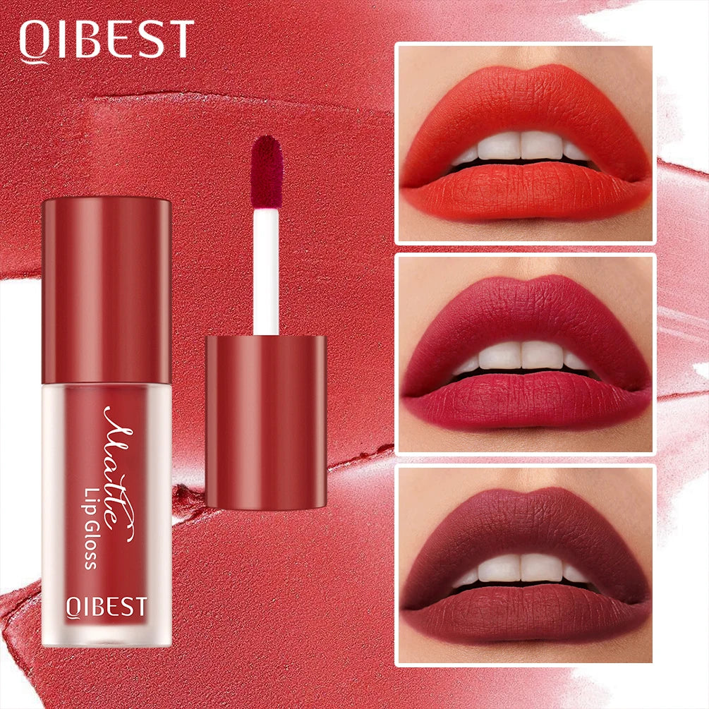 QIBEST 12 Color Liquid Lipstick Matte Velvet Lipgloss Waterproof Long-Lasting High Pigmented Lip Glaze Tint Cosmetics For Women Qme