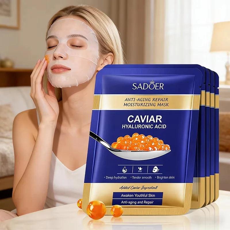 Caviar Hyaluronic Acid Moisturizing Facial Masks Lifting Firming Face Skin Brightening Firming Hydrating Face Mask Skin Care Qme