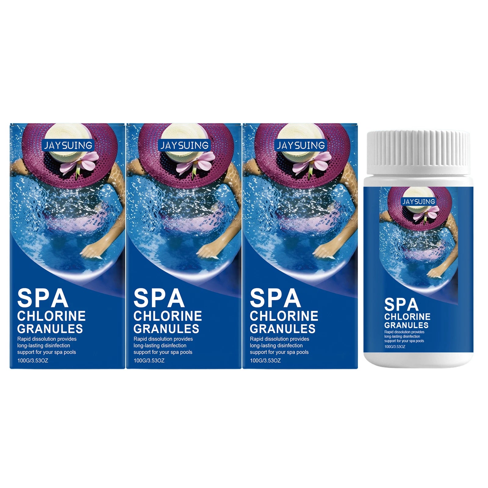 Spa Chlorine Granules Reducing Bacterial & Algae Growth Improving Water Quality Optimize Ph Fast Dissolving Pools Water Purifier Qme 3 x 100g Boxed