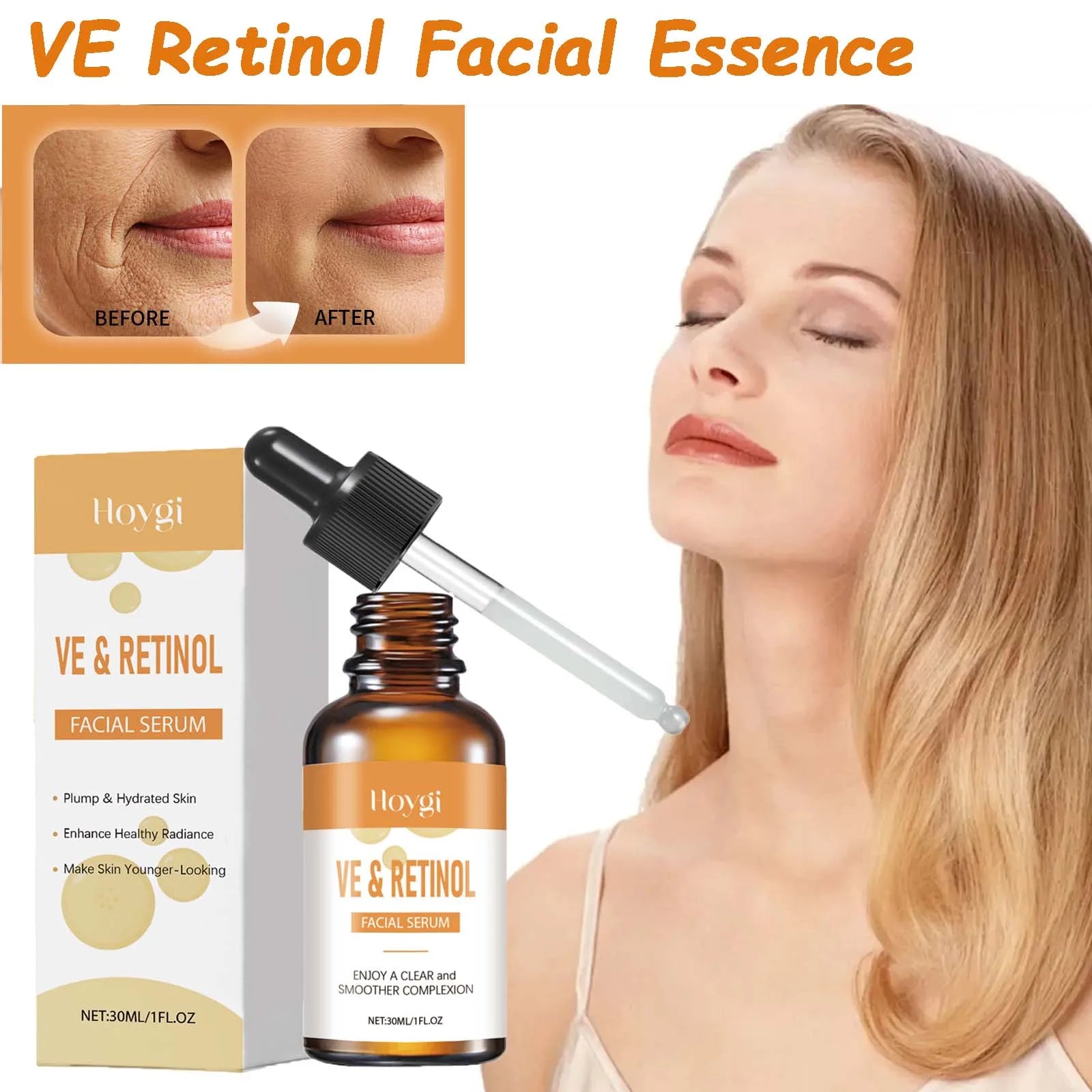 VE Retinol Facial Essence Moisturizing Nourishing Firming Lift Oil Balance Brighten Skin Tone Minimize Pores Smooth Skin Serum Qme