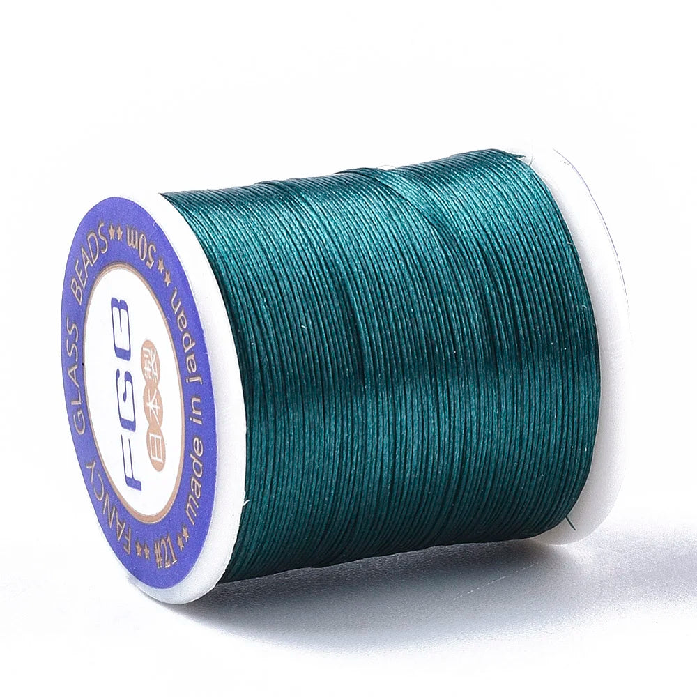 PandaHall 50m/Roll Multi-Color Nylon 66 Beading Thread, 0.1mm High Strength Stretch Resistant for Seed Bead Jewelry Making Qme Teal