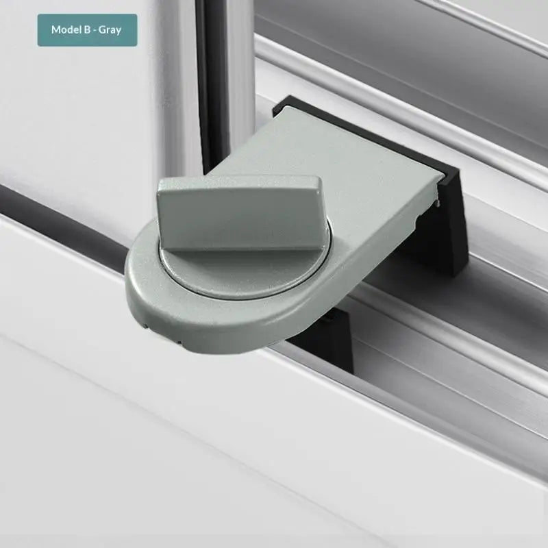 No-drill Sliding Door Lock Child Safety Windows High-rise Anti-fall Qme Silver