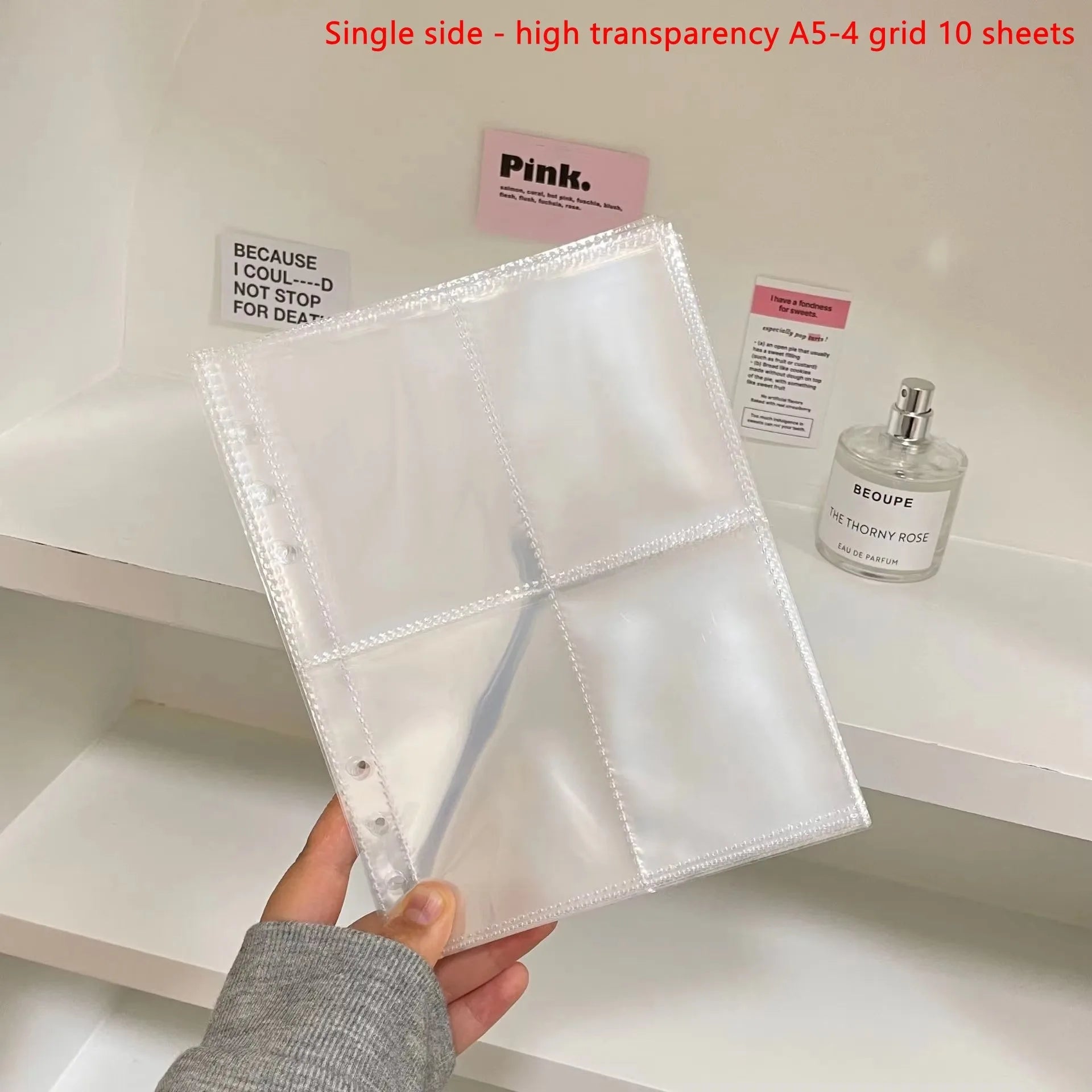 10PCS/set 1/2/4Pockets Grids Photo Album A5 Inner Page Photocard Binder Photo Sleeve 6 Ring Refill Inner Page Photocard Kpop Qme transparent 4 grid