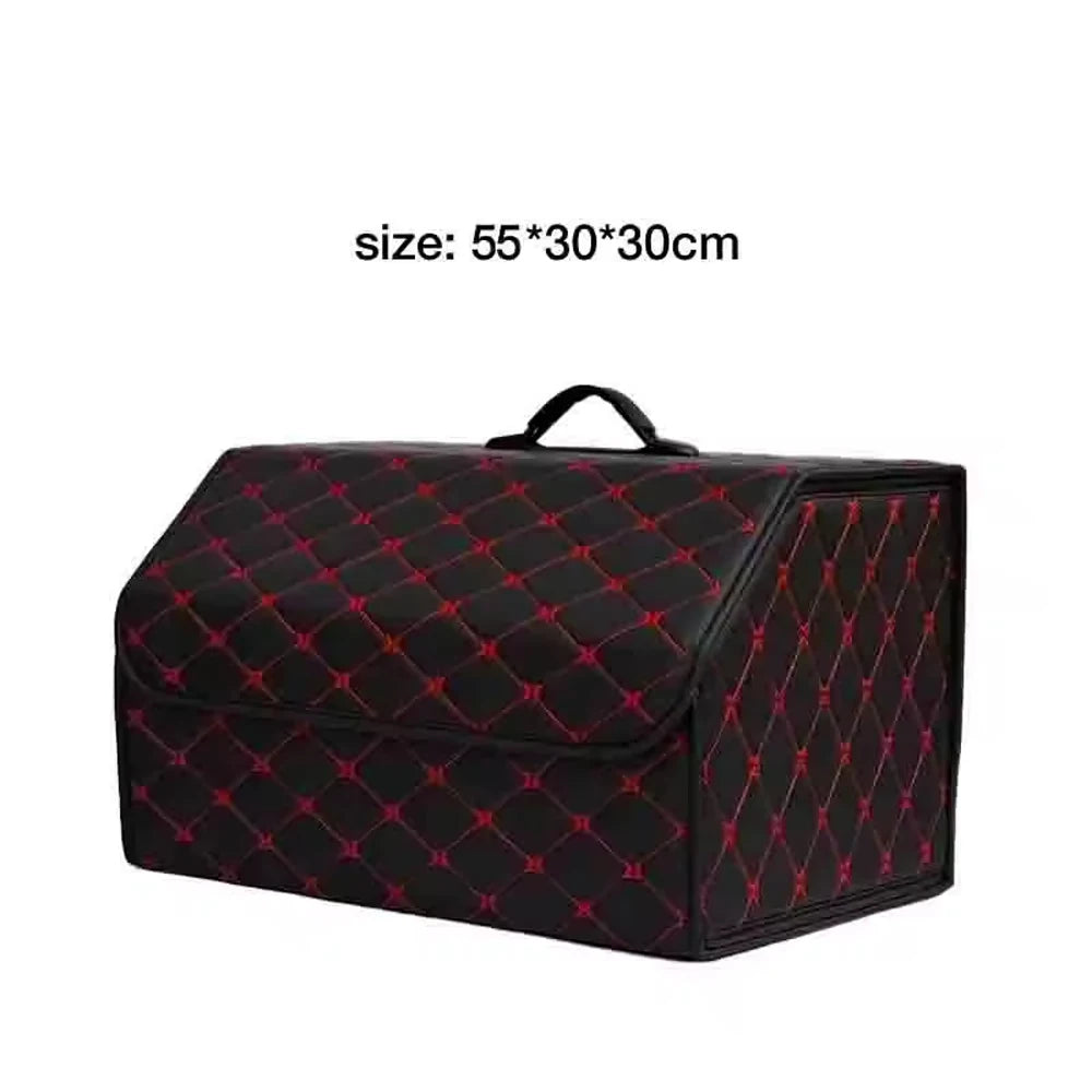 Foldable Car Trunk Storage Organizer Box Collapsible Vehicle Rear Cargo Bin Space Saving Decorative Trunk Accessory Qme Red L