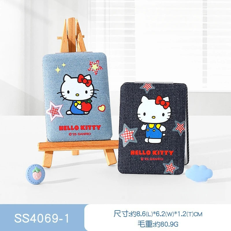 Hello Kitty Kuromi Travel Makeup Mirror Compact Handheld Mirror Cartoon-Style Mini Portable Mirror Qme 8 Random Single