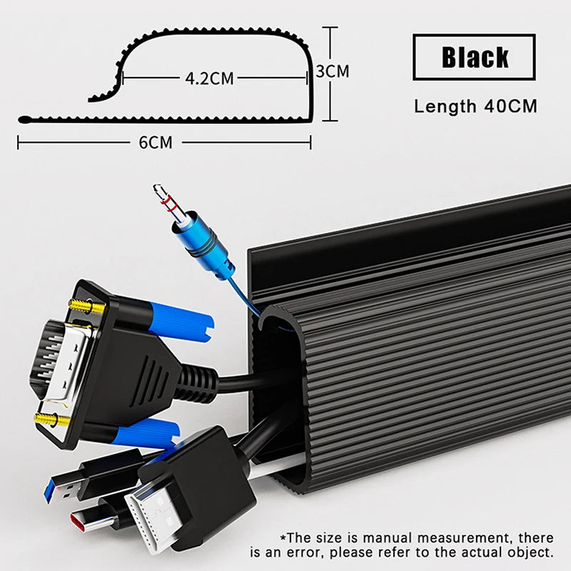 Channel Desk Cable Organizer Management Accessories White Protecter Qme 40CM black