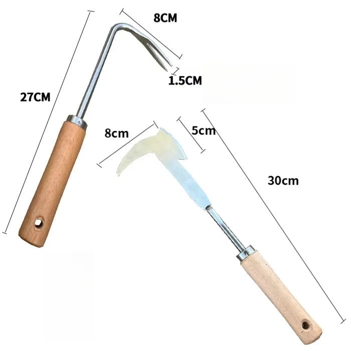 Stainless Steel Manual Weed Puller Gardening Rake Hand Weeder Sharp Qme 1Set
