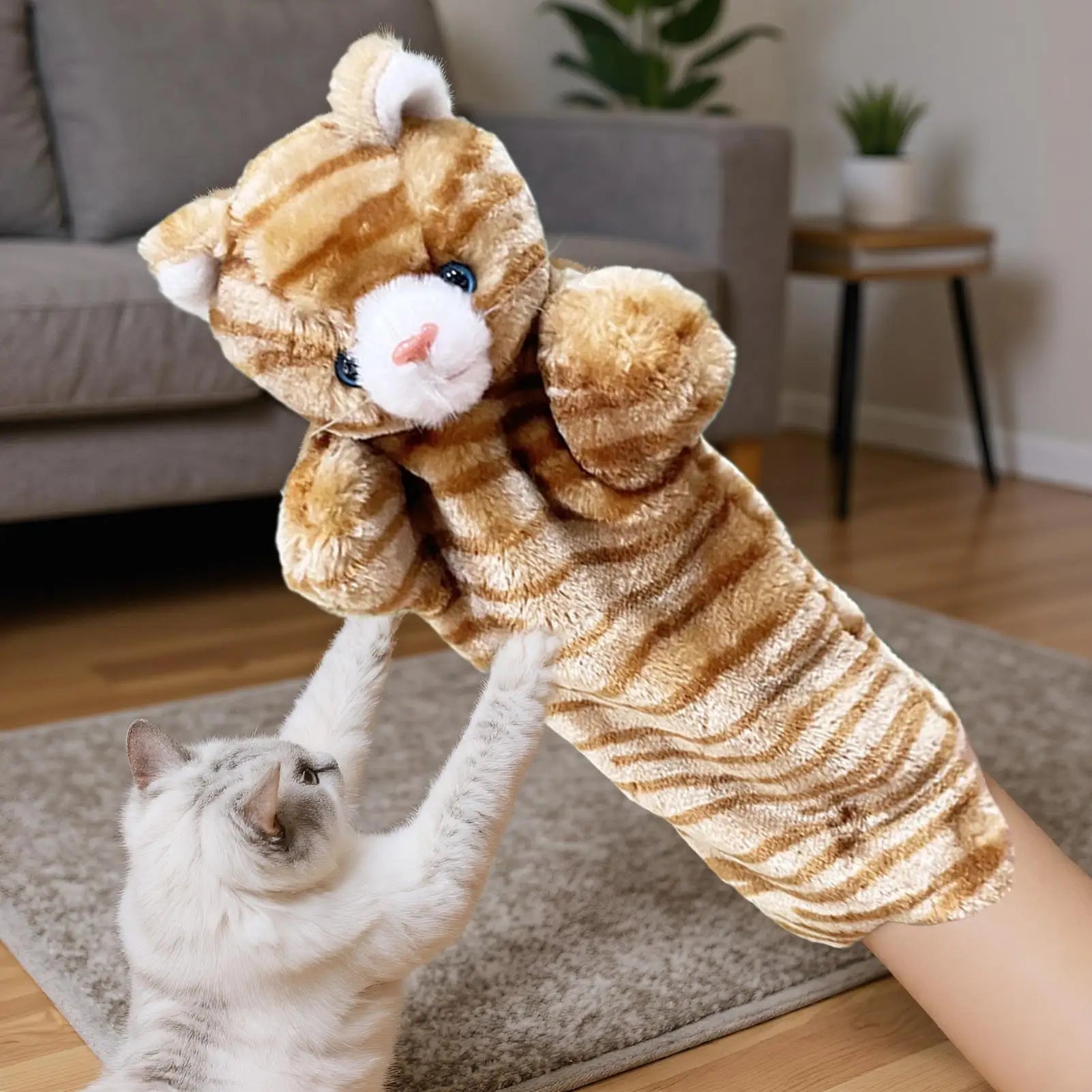 Cat Puppet Wrestler Interactive Wrestling Toy Pet Kitten Hand Doll Qme