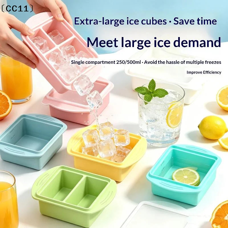 Silicone Tray Lid Single Double Compartment Freezer Mold Summer Qme