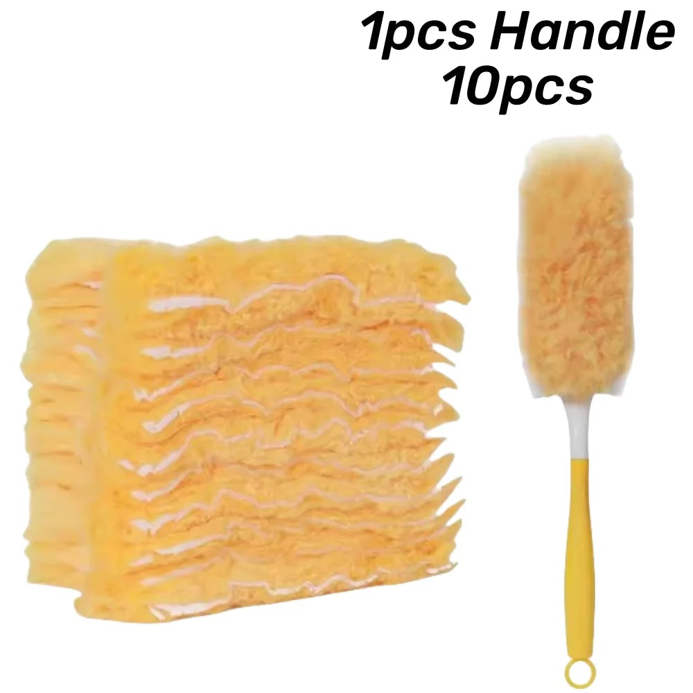 Double Sided 360 ° Electrostatic Precipitator for Household Clean Ceiling Corner Dust Spider Web Replaceable Dust Removal Cloth Qme Yellow Set 1