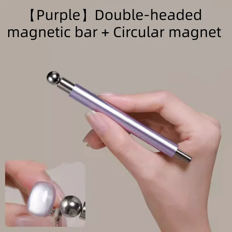 Glass Beads Special For Cat's Eye Pink Nail Magnetic Stick Newly Upgraded Nail Polish Glue Magnet Rod Double Head Magnetic Tool Qme 1pcs purple 1