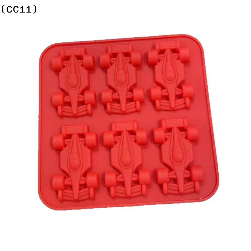 6-Cavity Formula Racing Car Ice Mold Silicone Jelly 3d Race Tumbler Qme
