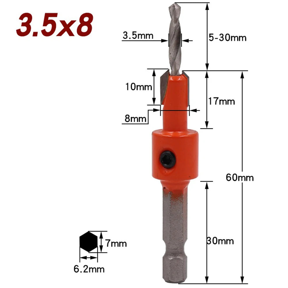 1 4 Woodworking Hex Shank Drills Bit Countersink Router Wood Drilling Qme D