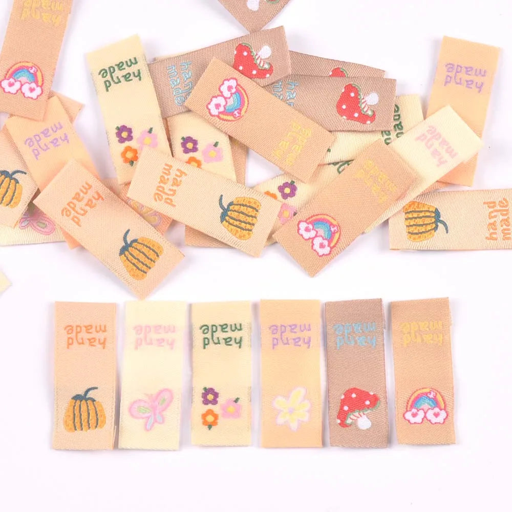 50Pcs Lovely Mushroom/Banana/Flower Embroidery Cloth Labels For Sewing Supplies Garment DIY Bags Hats Accessories Handmade Tags Qme