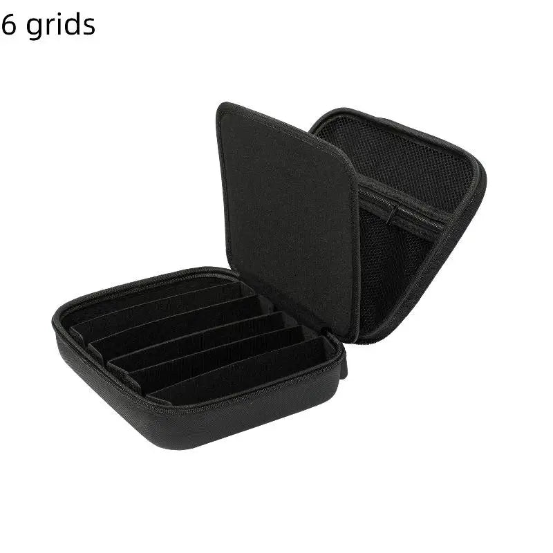 4/5/6/7/8 Compartments Adjustable Glasses Organizer Black Eyewear Case with Sturdy Dividers, Travel Sunglasses Storage Box Qme 6grids B