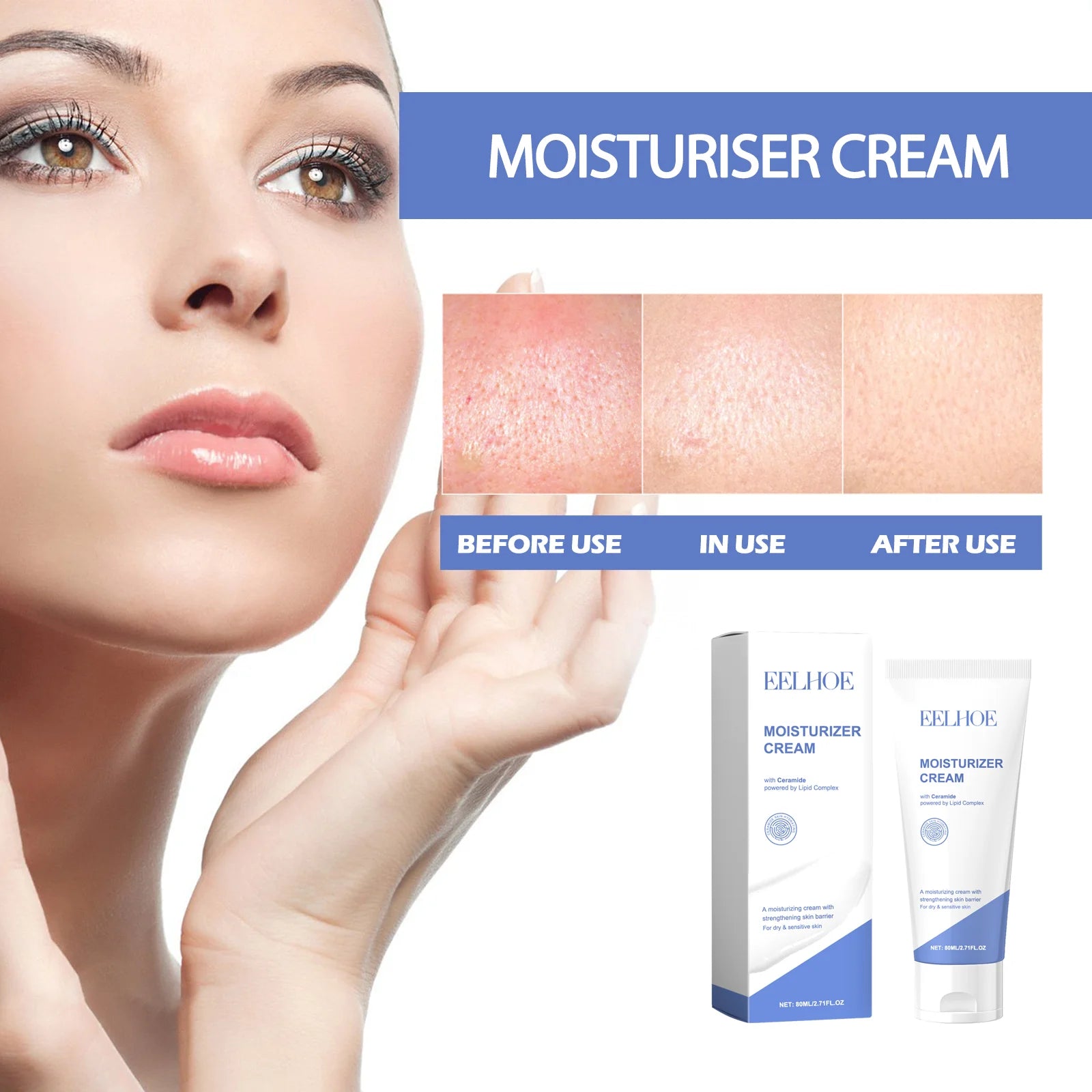 Ceramide Face Cream Skin Barrier Repair Moisturizing Firming Anti-Aging Deep Nourishing Face Body Moisturizer for Dry Skin Qme